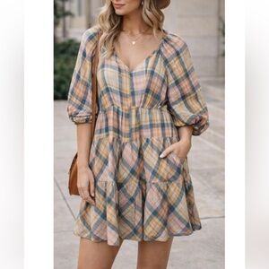 Anthropologie Drew 100% cotton plaid dress